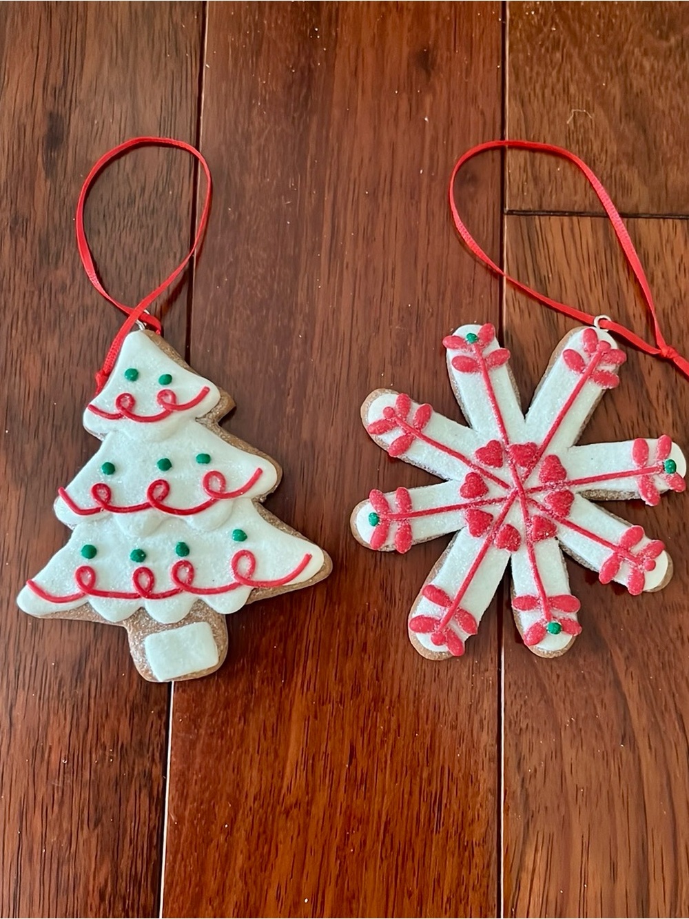 Kurt Adler Claydough Snowflake and Christmas Tree Gingerbread Cookie Ornaments